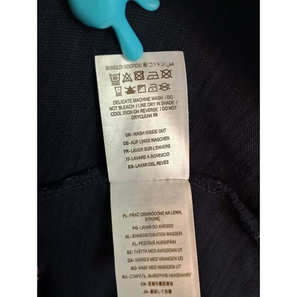 Boden Dress Women's 4R Navy Blue/Metallic Gold Striped Faye Jersey Lagenlook - Picture 5 of 5